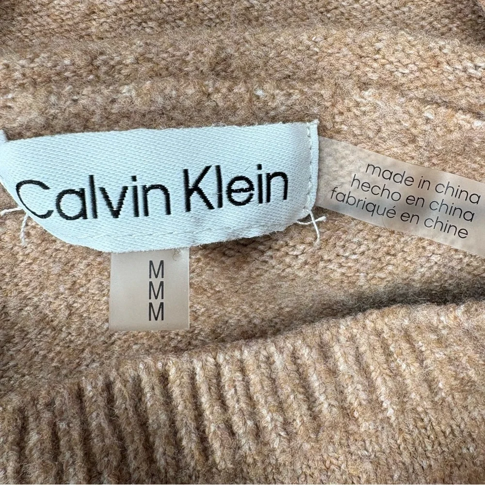 Calvin Klein Women’s Cozy Tan Drop Sleeve Cowlneck Sweater | Size M